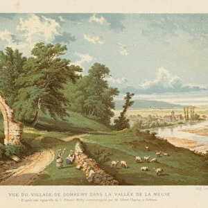 View of the village of Domremy in the valley of the Meuse, France (chromolitho)