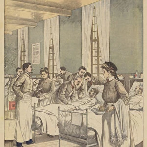 A visit to the hospital (colour litho)
