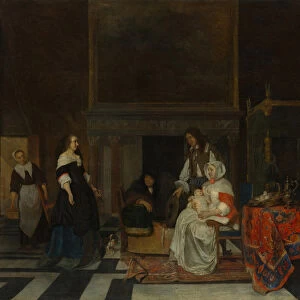 The Visit to the Nursery, 1661 (oil on canvas)