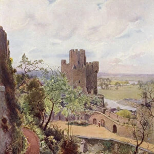Winchester Tower from King Jamess Herbere, Norman Tower Garden (colour litho)