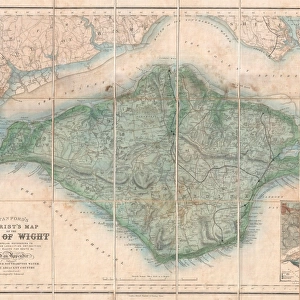 1879, Stanford Pocket Map of the Isle of Wight, England, topography, cartography