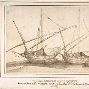 Four Boats 1602-60 Pen brown ink brush wash