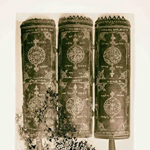 Case old Samaritan scroll 1898 Middle East Israel