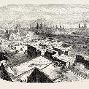 THE CITY OF MEXICO, 1870s engraving