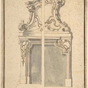 Drawing Mantelpieces 18th century Pen brown ink