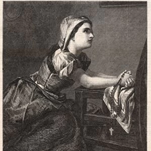 Drawings Prints, Print, La Priere, Engraver, Artist, William Luson Thomas, Gustav Pope