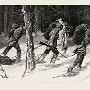 Indian Trappers of the North-West, Canada, Nineteenth Century Engraving