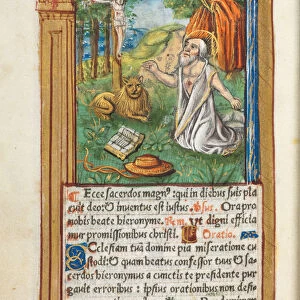 Printed Book Hours Rome fol 107v St. Jerome Lion