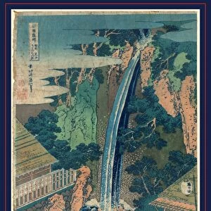 SAcIashA Acyama rAcben no taki, RAcben waterfall at iyama in SAcshA'. Katsushika, Hokusai