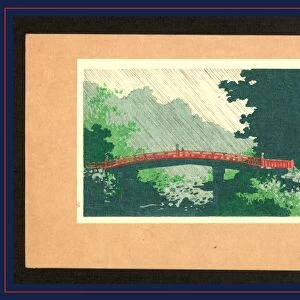 UchA no sinkyAc, Rain over sacred bridge (shinkyAc). Uehara, Konen, 1878-1940, artist