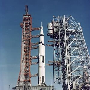The Apollo 8 space vehicle on the launch pad at Kennedy Space Center