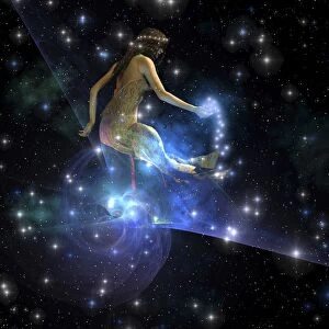Celesta, spirit creature of the universe, spreads stars throughout the cosmos