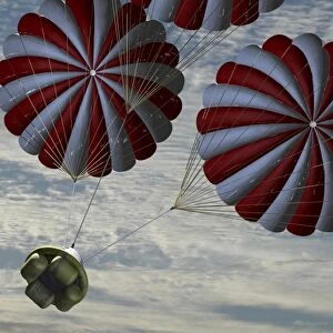 Concept of the second stage recovery parachutes opening as a crew exploration vehicle