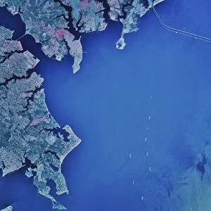 Satellite view of Chesapeake Bay and Annapolis, Maryland