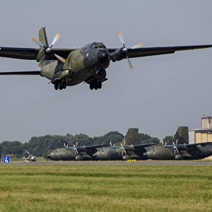 A Transall C-160 transport aircraft of the German Air Force taking off