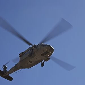 UH-60 Black Hawk helicopter flies overhead in New Mexico