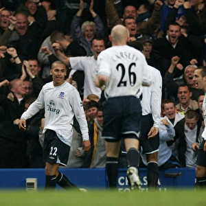 Chelsea v Everton - James Vaughan celebrates scoring the first goal for Everton