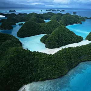 Aerial view of the Rock Islands, Palau, Micronesia, December 2001