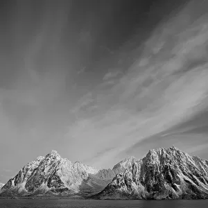 Clouds over coastal mountains, Svalbard, Norway, September 2009