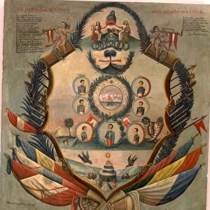 Allegorical Shield to honor of Bolivar, 1825, Simon Bolivar El Liberator