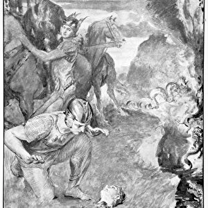 Beowulf finds the head of Aschere, 1910. Artist: John Henry Frederick Bacon