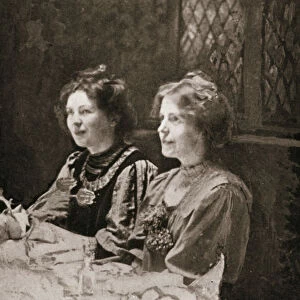 Christabel Pankhurst and Annie Kenney, British suffragettes, 1909. Artist: GK Jones