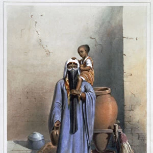 Fellah woman and child, 1848. Artist: Charles Bour