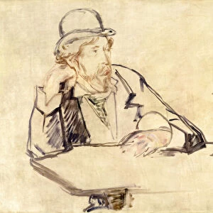 George Moore (1852-1933) at the Cafe, 1878 or 1879. Creators: Edouard Manet, George Moore