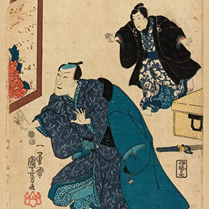 Ichikawa Danjuro VII before a screen decorated with peonies, c. 1847/52. Creator: Utagawa Kuniyoshi