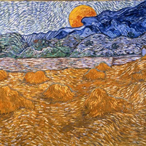 Landscape with wheat sheaves and rising moon, 1889