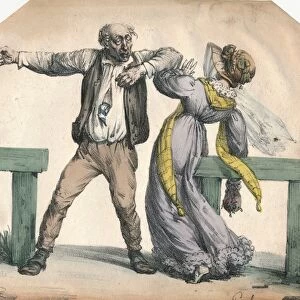 Man attacking a woman, 1855. Creator: Unknown