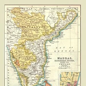 Map of Madras, Hyderabad, Mysore, Coorg and Ceylon, 1902. Creator: Unknown
