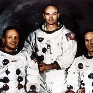 Neil Armstrong, Michael Collins and Buzz Aldrin, crew of Apollo 11, 1969. Creator: NASA