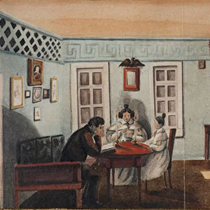 Nikita Muravyov with his Daughter Sofia by exile in Irkutsk province, 1837. Artist: Muravyov, Nikita Mikhailovich (1797-1843)