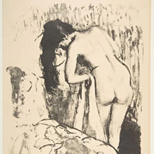 Nude Woman Standing, Drying Herself, 1891-92. Creator: Edgar Degas