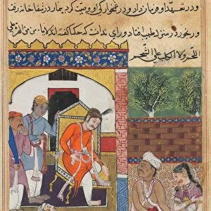 Page from Tales of a Parrot (Tuti-nama): Thirty-fifth night: The magician, disguised