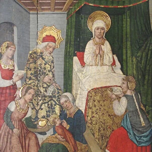 Panel with the Birth of St. John the Baptist from Retable, 15th century. Creator: Domingo Ram