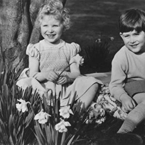 Prince Charles and Princess Anne as children at Balmoral, 28th September 1952. Artist: Lisa Sheridan