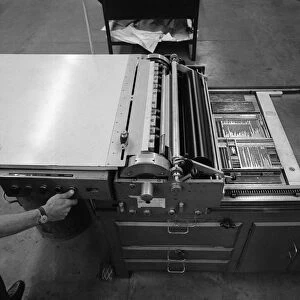 A proofing press with plates at the White Rose Press, Mexborough, South Yorkshire, 1968