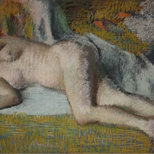 Rest after the bath (Apres le bain femme nue chouchee), 1885-1887