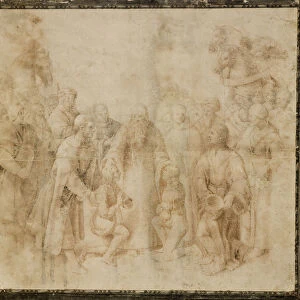 Saint Benedict receiving Maurus and Placidus, ca 1503