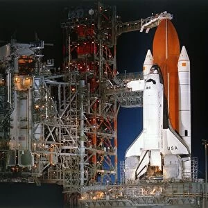 Space Shuttle Columbia on launch pad, Kennedy Space Center, Florida, USA, March 1982