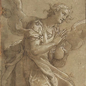 A Standing Angel and two Cherubs, ca. 1566. Creator: Ascribed to Federico Zuccaro