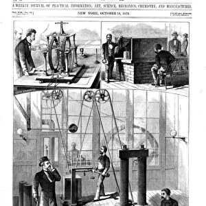 Thomas Edisons generator for electric light at his home at Menlo Park, New Jersey, USA, 1879