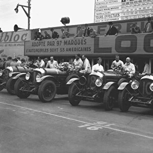 1929 Le Mans 24 hours: The winning Bentley Speed Six team left-to right: Jack Dunfee / Glen Kidston, Woolf Barnato / Henry Tim Birkin