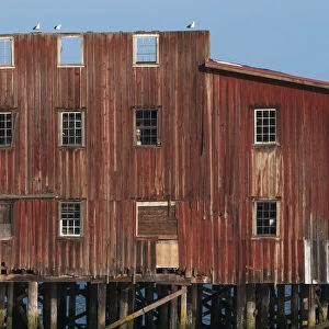 The Big Red Net Shed Is A Prominent Riverfront Landmark; Astoria, Oregon, United States Of America