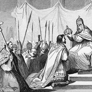 Charlemagne 742 To 814 Crowned By Pope Leo Iii Circa 750 To 816 At St Peters Rome On 25Th December 800 From Histoire De France By Colart Published Circa 1840