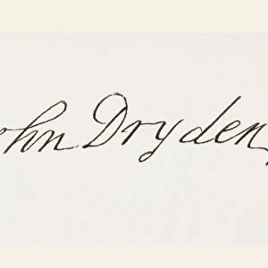 John Dryden 1631 To 1700. English Poet And Playwright. His Signature. From The National And Domestic History Of England By William Aubrey Published London Circa 1890
