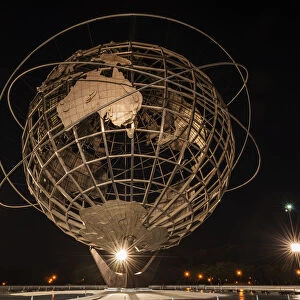 Spotlights Around The Unisphere At Nighttime, Flushing Meadows-Corona Park; Queens, New York, United States Of America