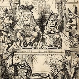 The Trial Of The Knave Of Hearts With The King And Queen Of Hearts Above Illustration By John Tenniel From The Book Alicess Adventures In Wonderland By Lewis Carroll Published 1891